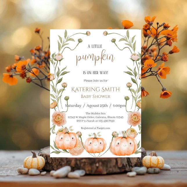 Rosa Pumpkin Baby Shower-inbjudan Inbjudningar (Skapare uppladdad)
