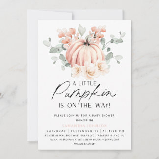 Rosa Pumpkin Baby Shower-inbjudan Inbjudningar