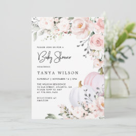 Rosa Pumpkin Baby Shower Inbjudningar