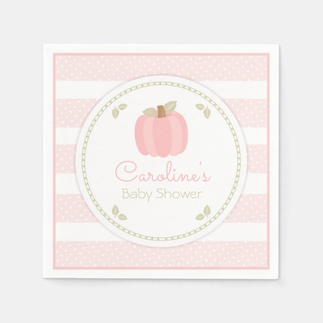 Rosa Pumpkin Baby Shower Napkin Pappersservett (Framsidan)