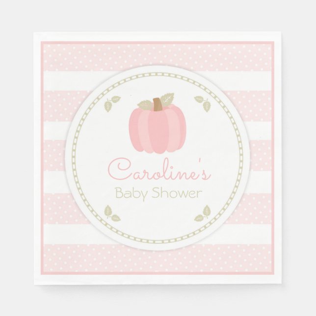 Rosa Pumpkin Baby Shower Napkin Pappersservett (Framsidan)