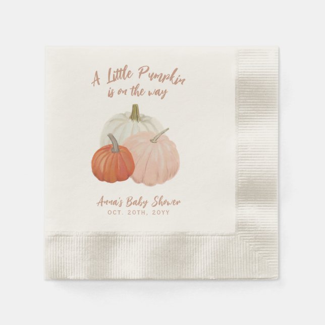  Rosa Pumpkin Baby Shower Napkins Pappersservett (Framsidan)