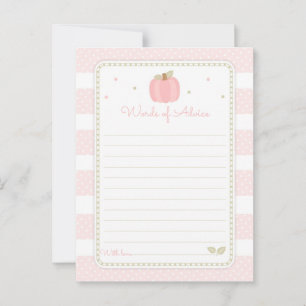 Rosa Pumpkin Baby Shower Ord of Advice Rådkort