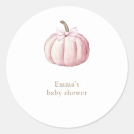 Rosa Pumpkin Baby Shower Sticker Runt Klistermärke