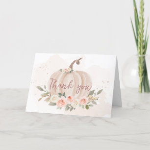 Rosa Pumpkin Baby Shower Tack för ditt kort