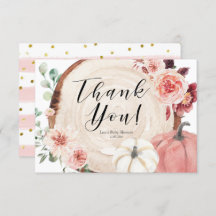  Rosa Pumpkin Baby Shower Tack för ditt kort