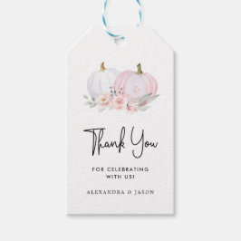 Rosa Pumpkin Baby Shower Tack Gift Märkres Presentetikett