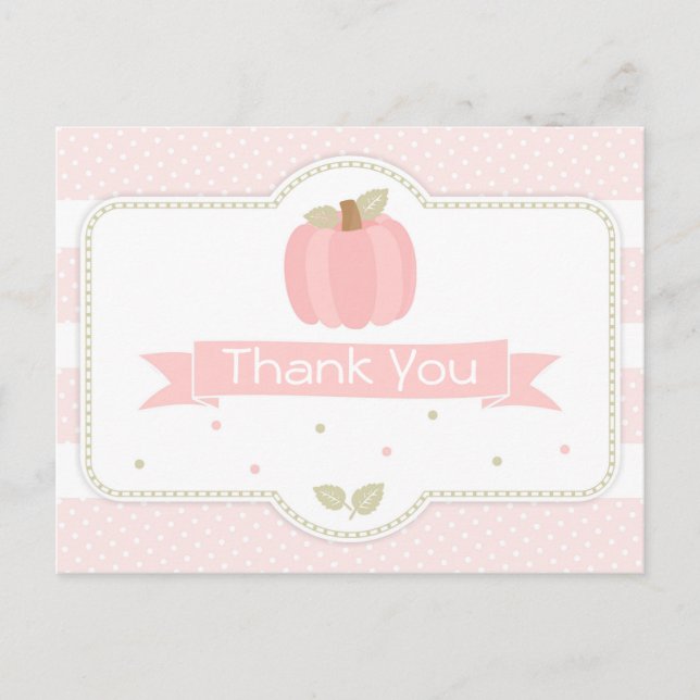 Rosa Pumpkin Baby Shower Tack Postcard Vykort (Framsida)