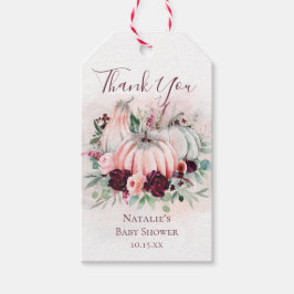 Rosa Pumpkin Baby Shower Tack Presentetikett