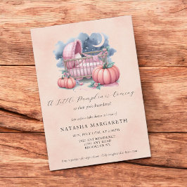 Rosa Pumpkin Baby Shower Watercolor Blommigt & Boh Inbjudningar