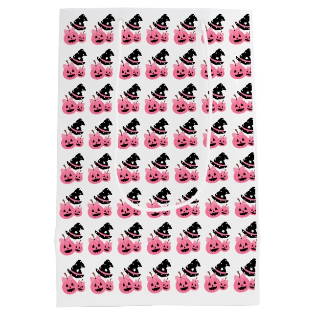 Rosa Pumpkin & Black Hat Halloween Gift Papper Bag (Baksidan)