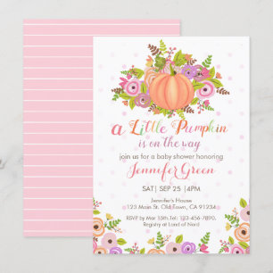Rosa Pumpkin Blommigt Baby Shower-inbjudan Inbjudningar