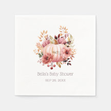 Rosa Pumpkin Blommigt Baby Shower