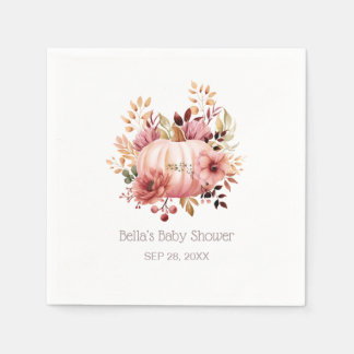 Rosa Pumpkin Blommigt Baby Shower Pappersservett