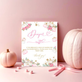 Rosa Pumpkin Blommigt Baby Shower Raffle Poster