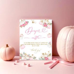 Rosa Pumpkin Blommigt Baby Shower Raffle Poster