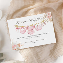 Rosa Pumpkin Blommigt Baby Shower Raffle Tilläggskort