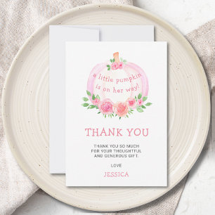 Rosa Pumpkin Blommigt Baby Shower - tack för ditt Kort