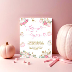Rosa Pumpkin Blommigt Late Night Diaper Game Poster