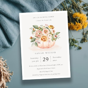 Rosa Pumpkin Blommigt Möhippa Inbjudan