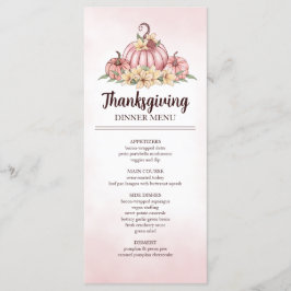 Rosa Pumpkin Blommigt Thanksgiving Menu Meny