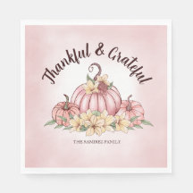 Rosa Pumpkin Blommigt Thanksgiving napkin