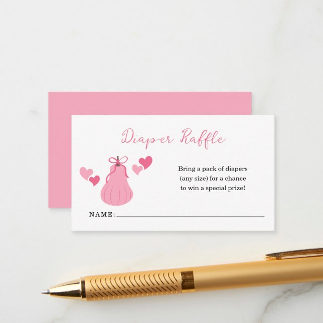 Rosa Pumpkin Bow Baby Shower Raffle Tilläggskort (Fram/Back In Situ)