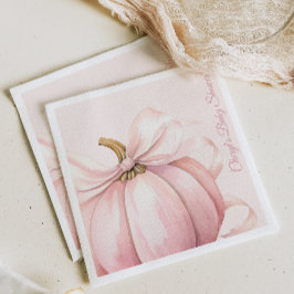 Rosa Pumpkin Bow Watercolor Baby Shower Pappersservett