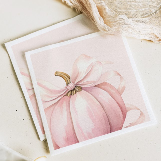 Rosa Pumpkin Bow Watercolor Pappersservett (Skapare uppladdad)