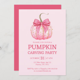 Rosa Pumpkin Carving Party Halloween Inbjudningar