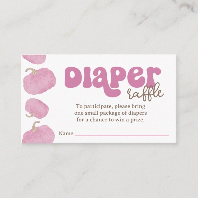 Rosa Pumpkin Diaper Raffle Baby Shower Card Tilläggskort (Framsida)