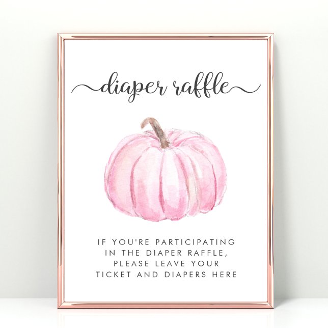 Rosa Pumpkin Diaper Raffle Baby Shower Game Poster (Skapare uppladdad)