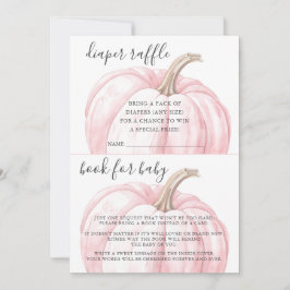 Rosa Pumpkin Diaper Raffle Bok for Baby Shower Inbjudningar