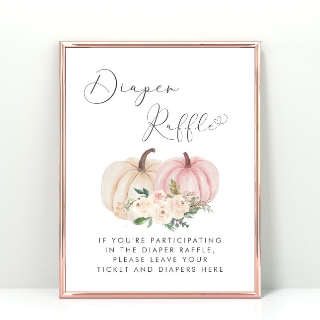 Rosa Pumpkin Diaper Raffle Flicka Shower Poster (Skapare uppladdad)