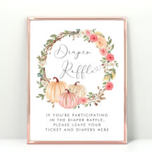 Rosa Pumpkin Diaper Raffle Flicka Shower