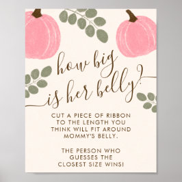 Rosa Pumpkin Eucalyptus Baby Shower Belly Game Poster