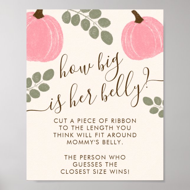 Rosa Pumpkin Eucalyptus Baby Shower Belly Game Poster (Framsidan)