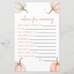 Rosa Pumpkin Fall Advice Baby Shower-spelaktivitet