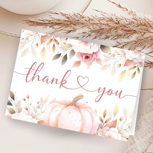Rosa Pumpkin Fall Baby Shower Foldad Tack (Skapare uppladdad)