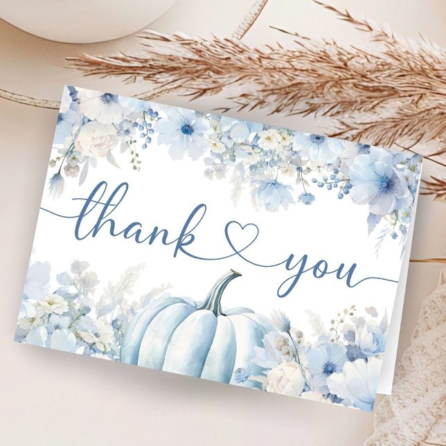 Rosa Pumpkin Fall Baby Shower Foldad Tack Kort (Skapare uppladdad)