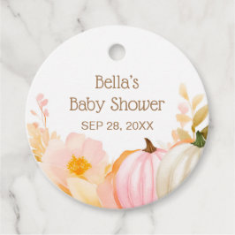 Rosa Pumpkin Fall Baby Shower Gåvor Etiketter