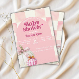 Rosa Pumpkin Fall Baby Shower Halloween Inbjudningar