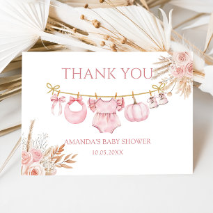 Rosa Pumpkin Fall Baby Shower Tack för ditt kort