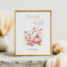 Rosa Pumpkin Fall Berry Baby Shower Cards and Gift