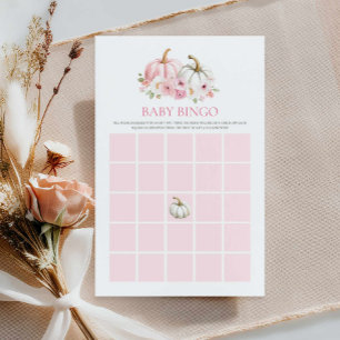 Rosa Pumpkin Fall Girl Baby Bingo Game Card