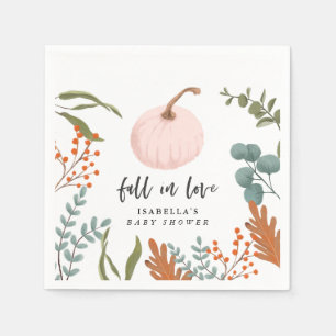 Rosa Pumpkin Fall in Kärlek Baby Shower Pappersservett