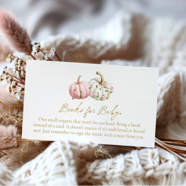 Rosa Pumpkin Fall Theme Bokar för Baby Tilläggskort (Pumpkin Autumn Girl Baby Shower Books for Baby)