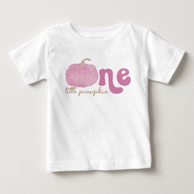 Rosa Pumpkin First Birthday Baby Shirt T (Framsida)