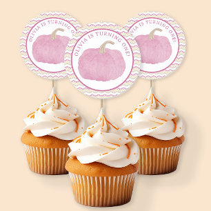 Rosa Pumpkin First Birthday Stickers Runt Klistermärke