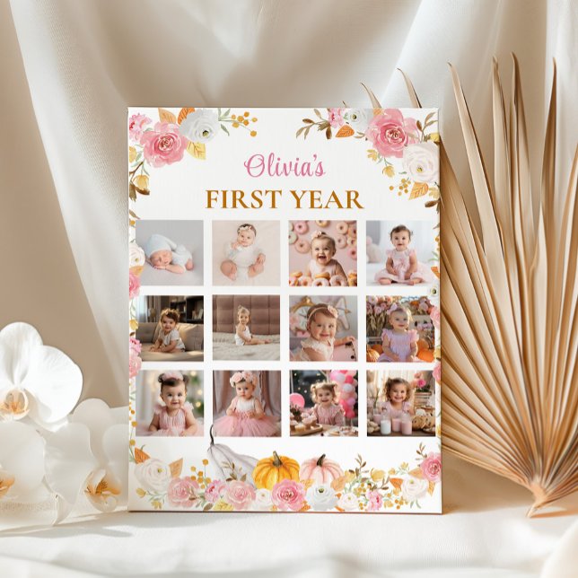 Rosa Pumpkin First Year Photo Milestone Poster (Skapare uppladdad)